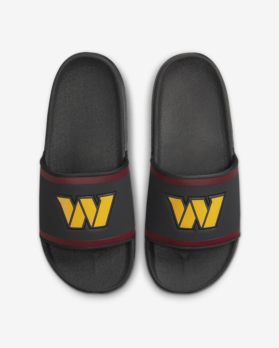 Nike red slides gold check best sale